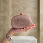 Mini Crystal Clutch Rosegold Semicircle