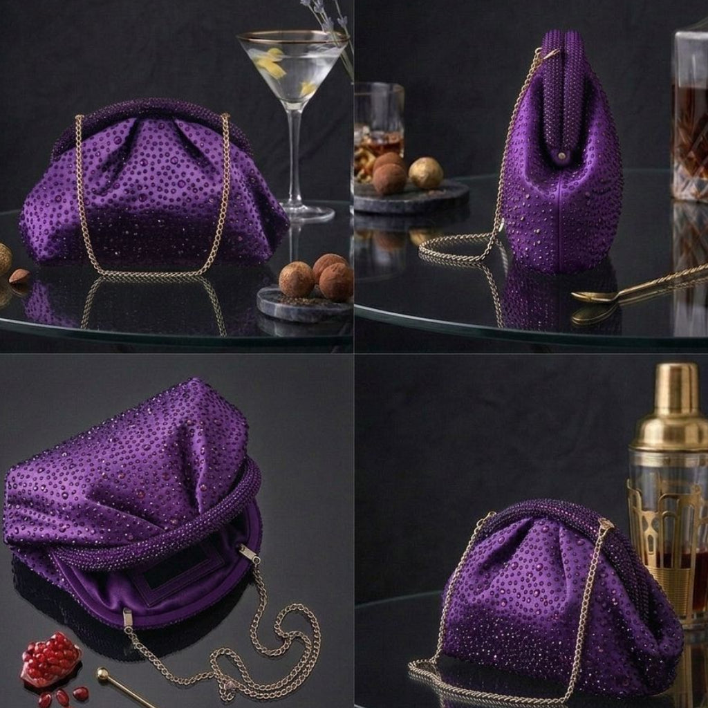 CRYSTAL EVENING BAG IN PURPLE