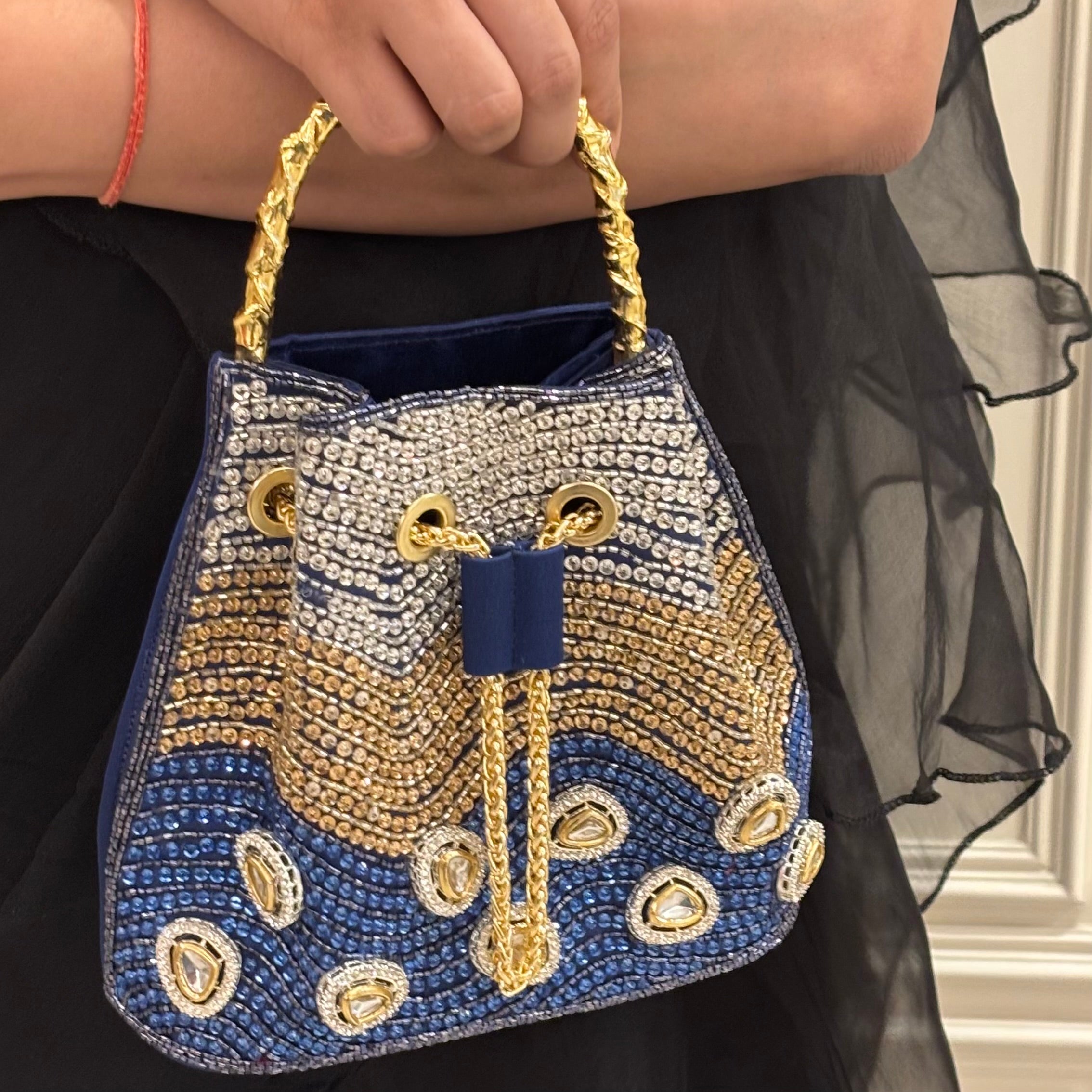 Noor Polki Bucket Bag in Blue