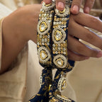 Kundan Brocade Blue Potli