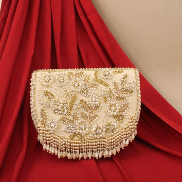 Vintage Floral Semi Circle Clutch