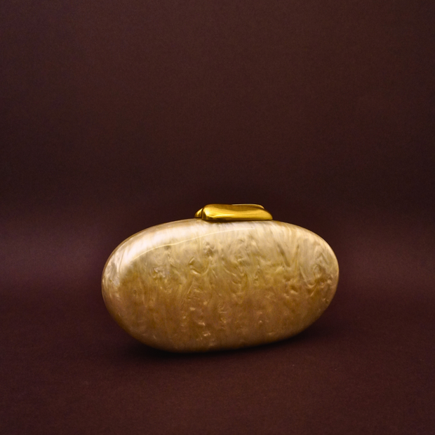 Golden Fog Acrylic Clutch Oval
