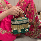 Midnight Polki Jewel Bag in Green