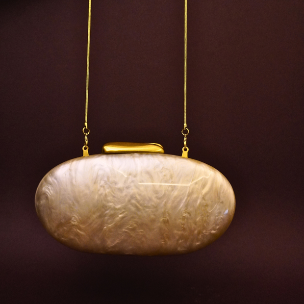 Golden Fog Acrylic Clutch Oval