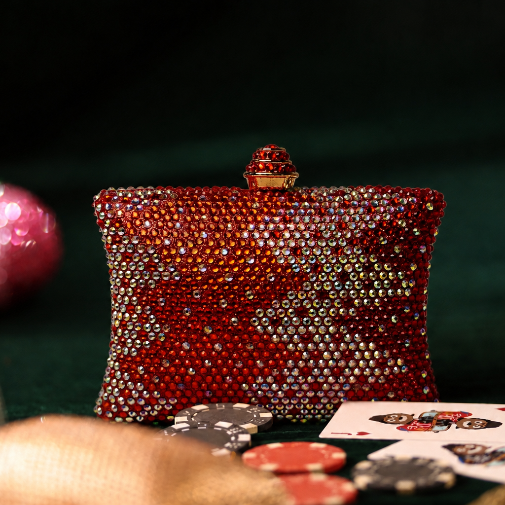 Ruby Red Ombre Crystal Box Clutch Mini