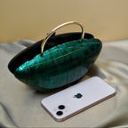 Jade Mirage Acrylic Clutch Green | With Detachable Sling