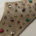 Gold Hand-Embellished Waist Belt with Jewel Detailing