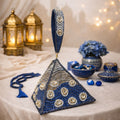 Azure Polki Pyramid Clutch Blue | With Detachable  Handle