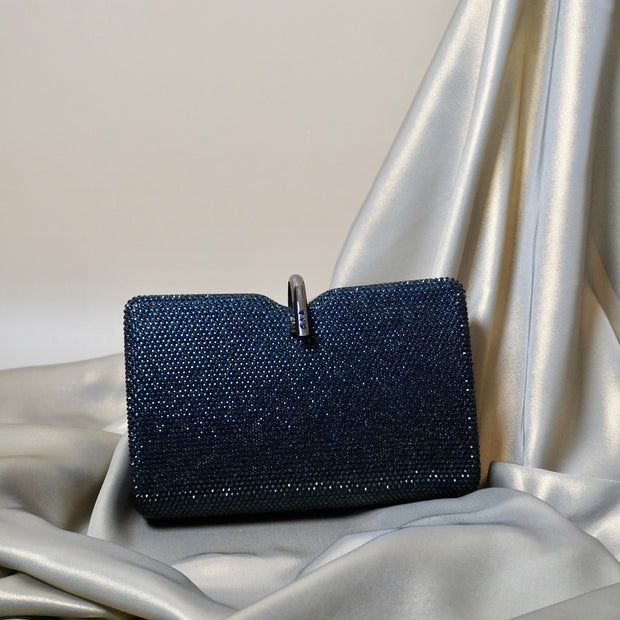 Blue Crystal Clutch Rectangle | With Detachable Sling