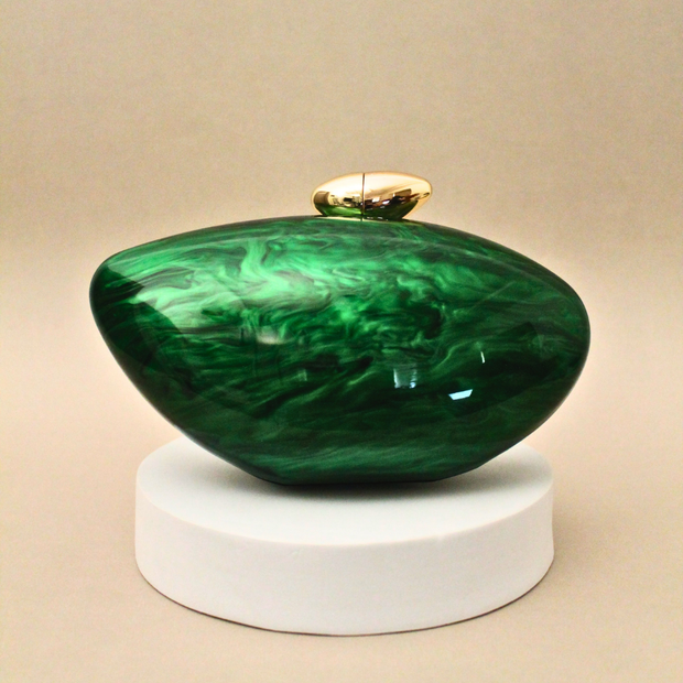 Acrylic Green Shell Clutch with detachable Sling