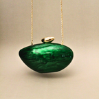 Acrylic Green Shell Clutch with detachable Sling