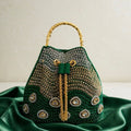 Noor Polki Bucket Bag in Green