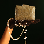 Gold Crystal Mini Box Clutch