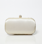 Ivory Crystal Embroidered Clutch with Detachable Sling