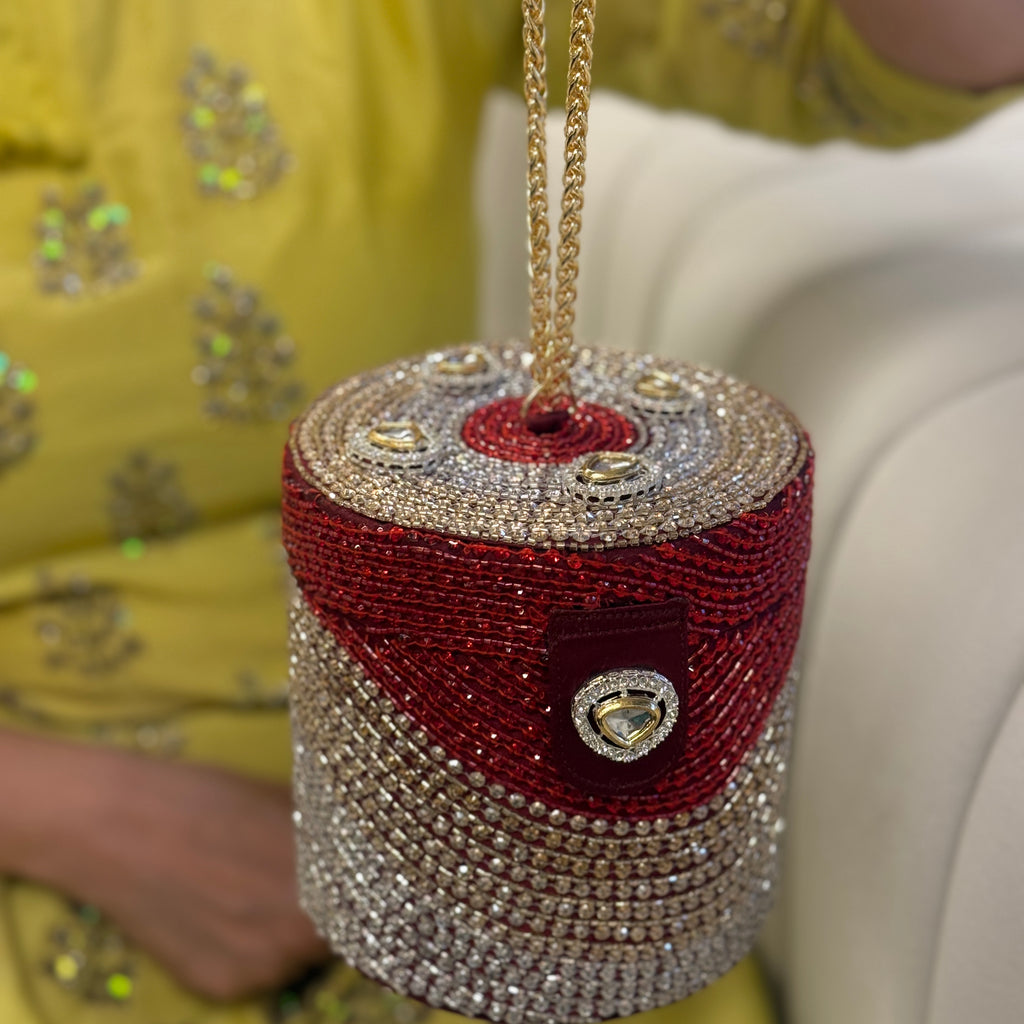 Polki Crescent Luxury Bag Red