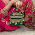 Midnight Polki Jewel Bag in Green