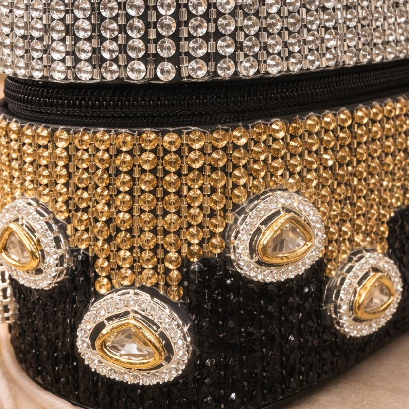 Midnight Polki Jewel Bag in Black