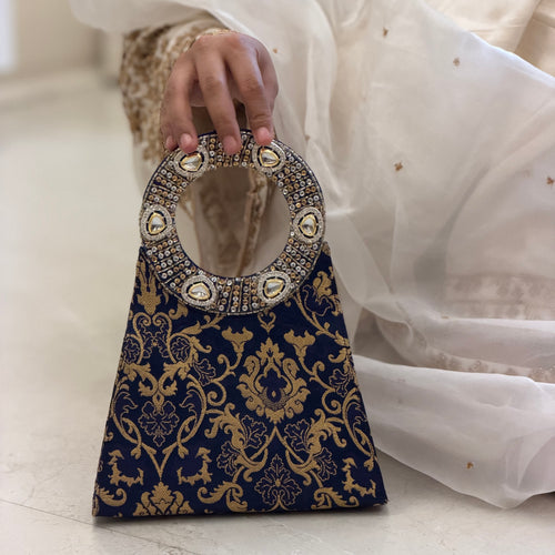 Brocade Halo Collection With Sling| Navyblue