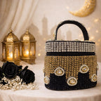 Midnight Polki Jewel Bag in Black