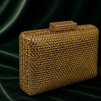 Gold Crystal Mini Box Clutch