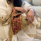 Triangular Brocade Potli Bag With Side Tassels