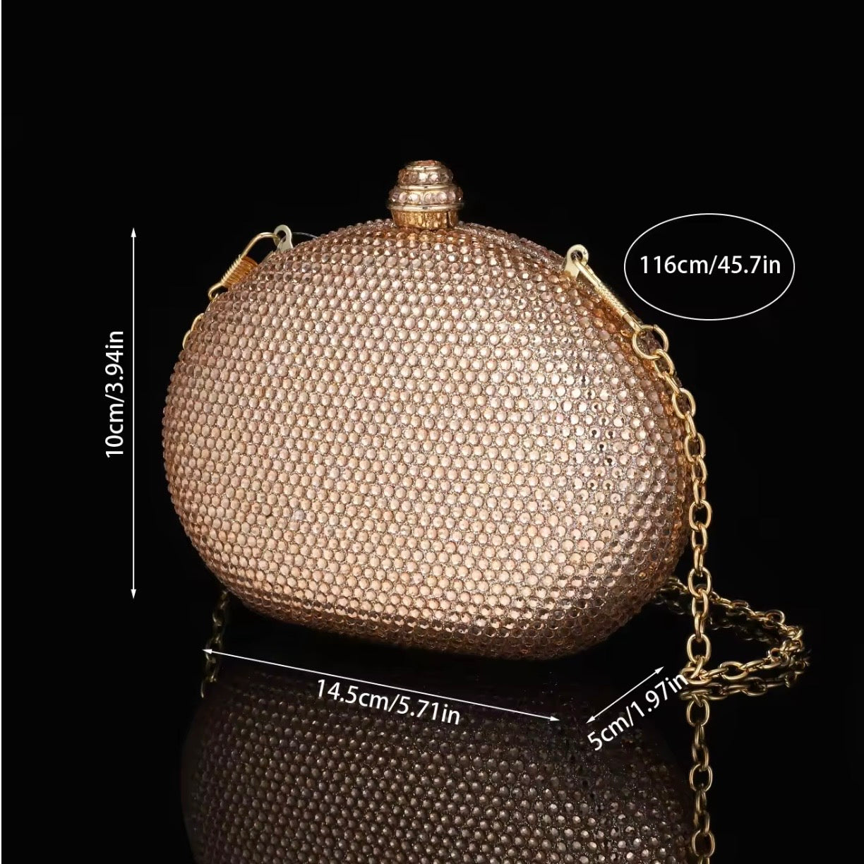 Mini Crystal Clutch Rosegold Semicircle