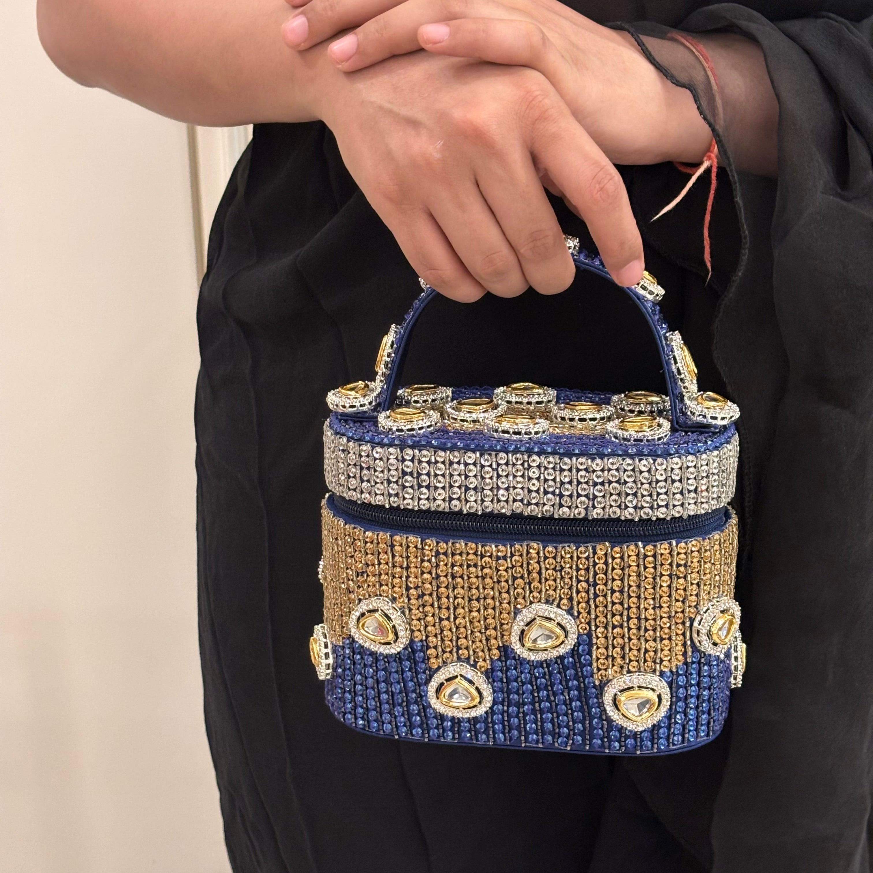 Midnight Polki Jewel Bag in Blue