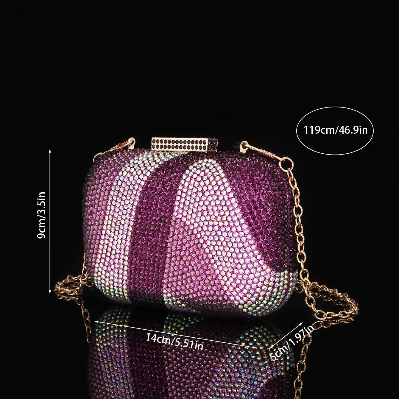 Mini Crystal Ripple Clutch Purple