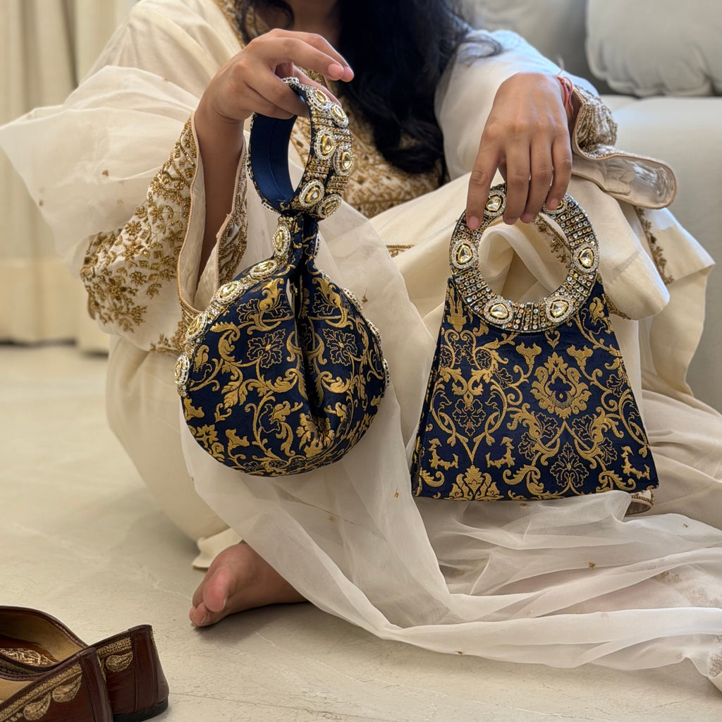 Brocade Halo Collection With Sling| Navyblue