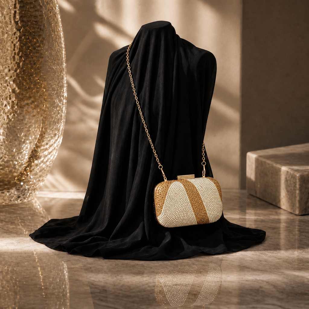 Mini Crystal Ripple Clutch Gold