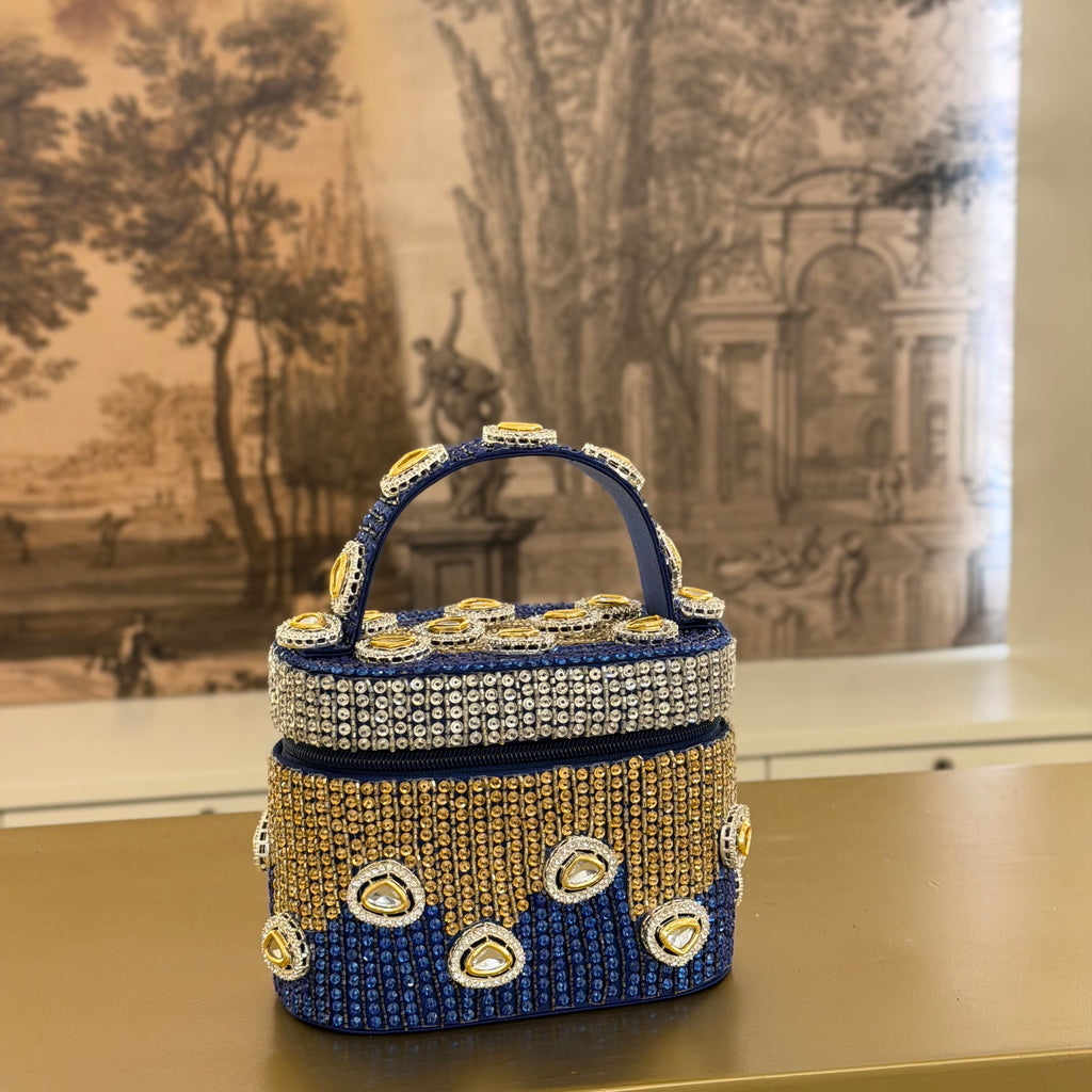 Midnight Polki Jewel Bag in Blue
