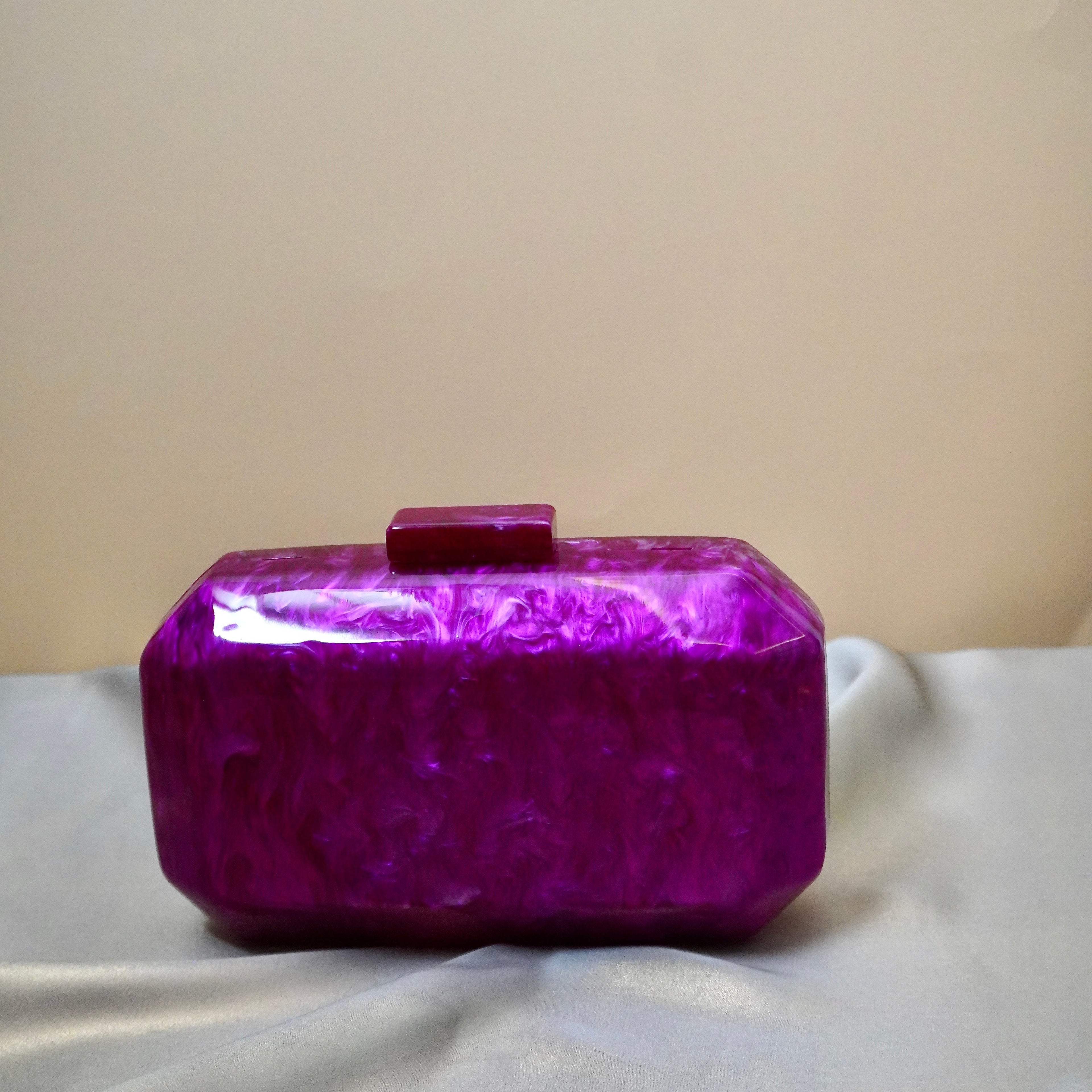 Fuchsia Acrylic Clutch | Detachable Sling
