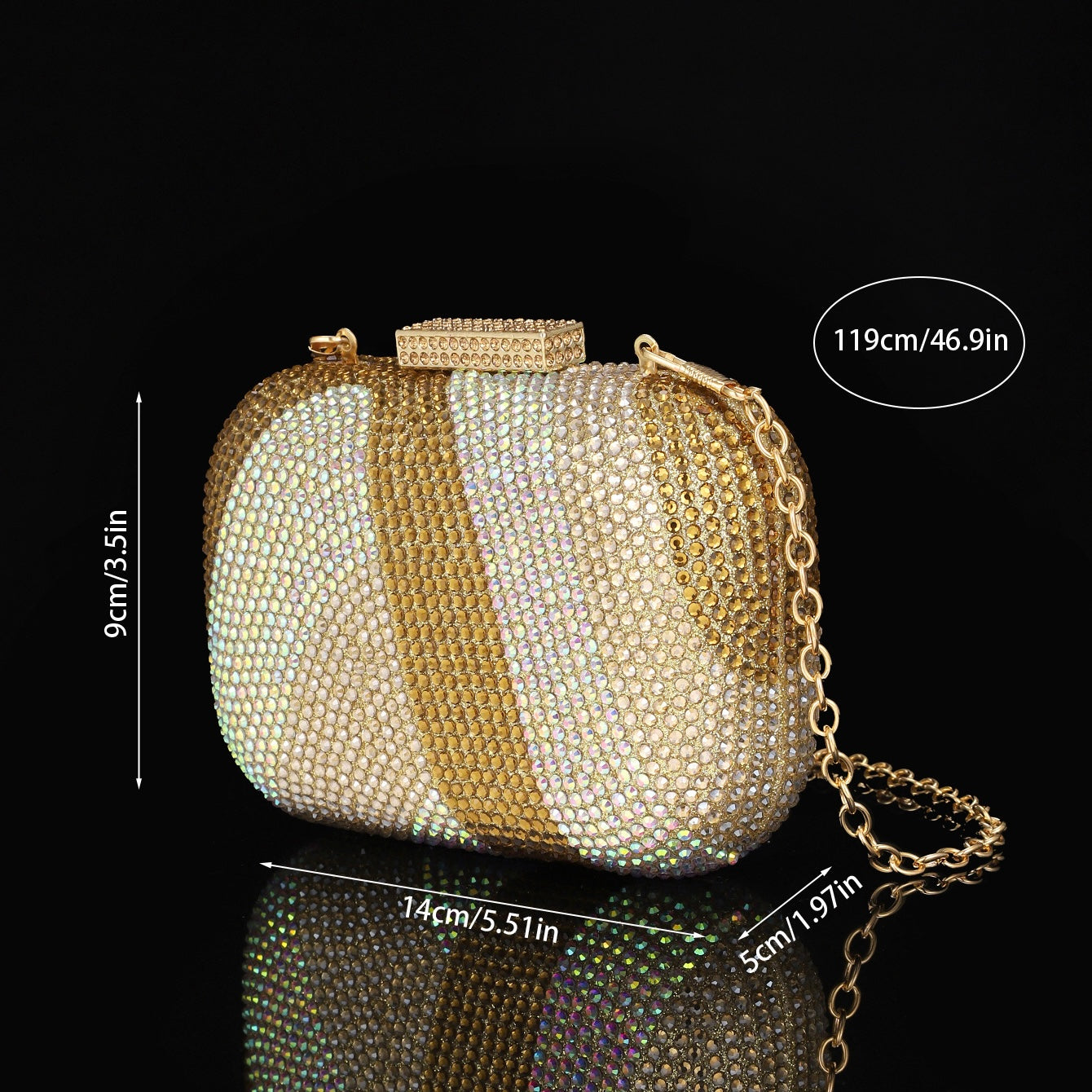 Mini Crystal Ripple Clutch Gold