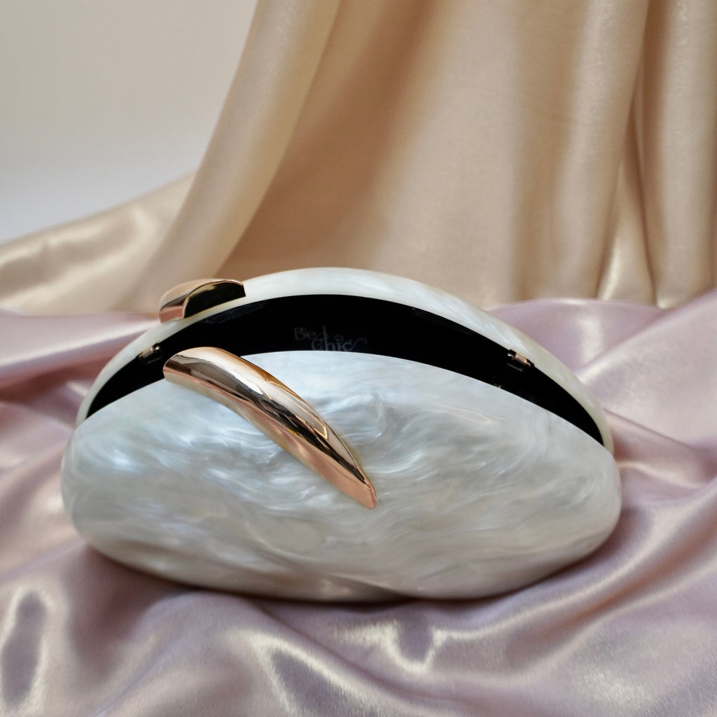 Luna Luxe Acrylic Clutch Ivory | With Detachable Sling