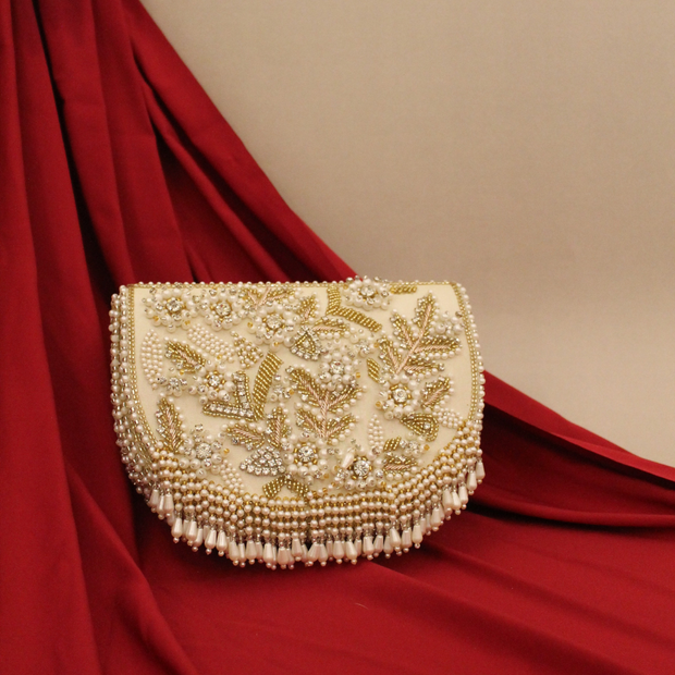 Vintage Floral Semi Circle Clutch