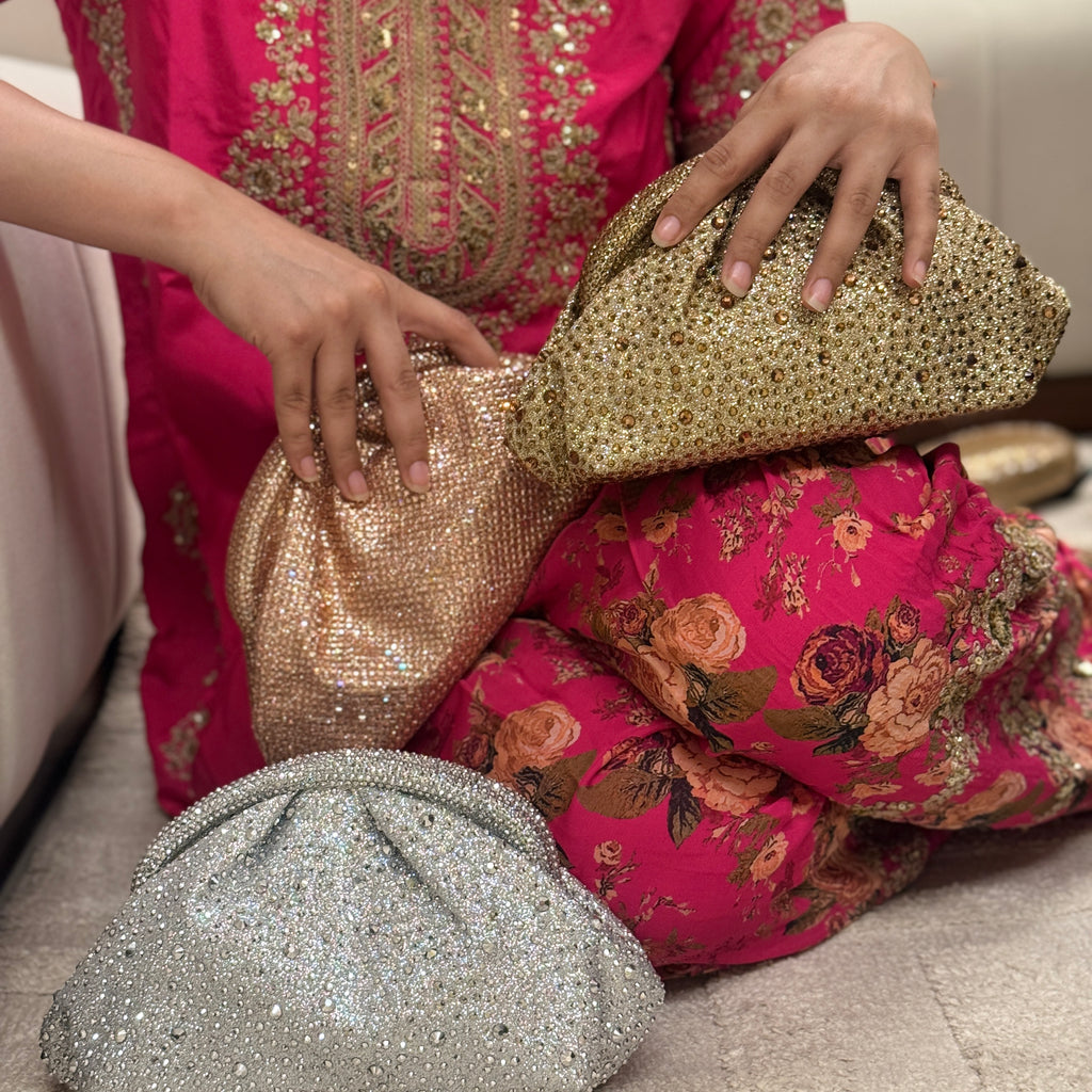 Rhinestone Crystal Bag in Silver