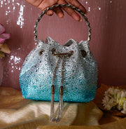 Glitz Crystal Potli Blue & Silver