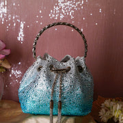 Glitz Crystal Potli Blue & Silver