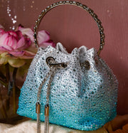 Glitz Crystal Potli Blue & Silver
