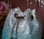 Glitz Crystal Potli Blue & Silver