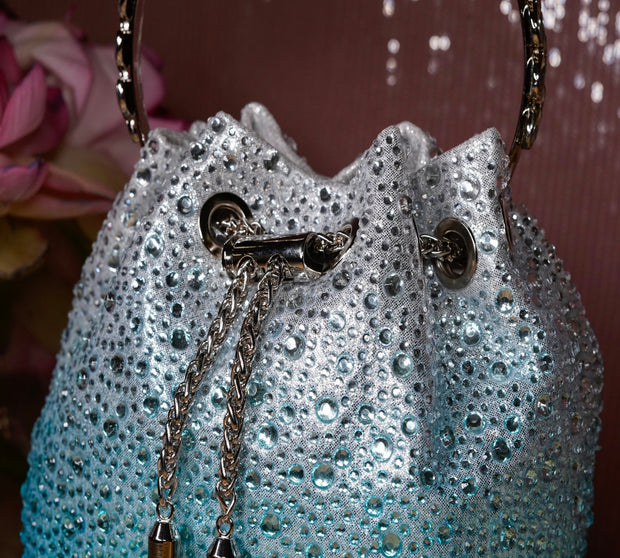 Glitz Crystal Potli Blue & Silver