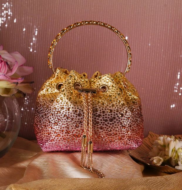 Glitz Crystal Potli in Sunset Hues