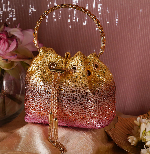 Glitz Crystal Potli in Sunset Hues