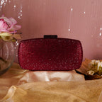Hexagon Crystal Clutch Red