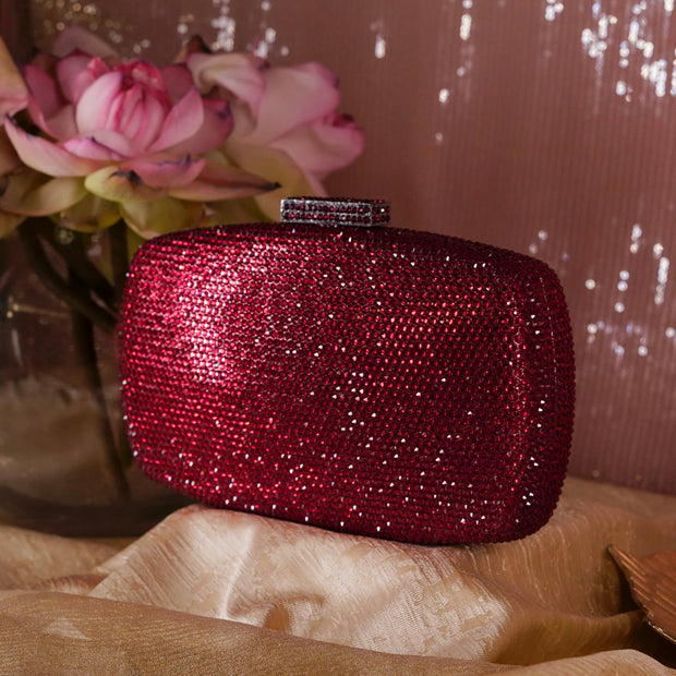 Hexagon Crystal Clutch Red