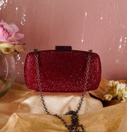 Hexagon Crystal Clutch Red
