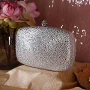 Hexagon Crystal Clutch Silver