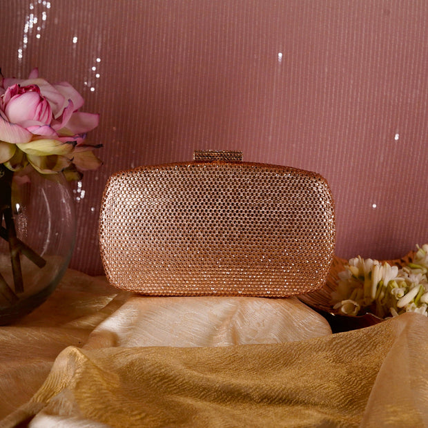 Hexagon Crystal Clutch in Rose Gold
