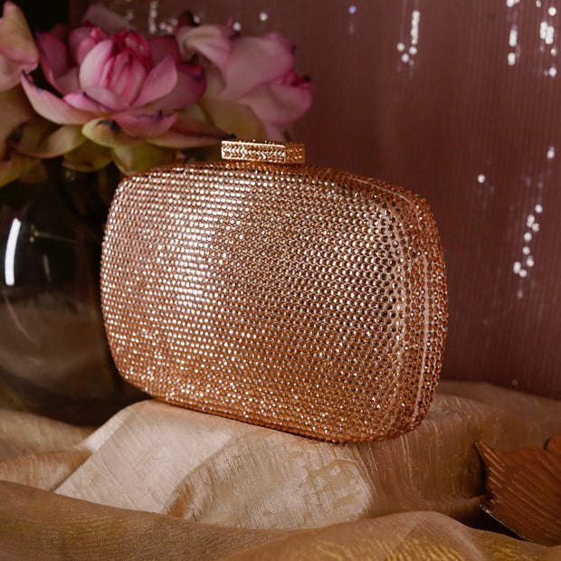 Hexagon Crystal Clutch in Rose Gold