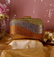 Wave Crystal Clutch Mix Gold | Detachable Sling